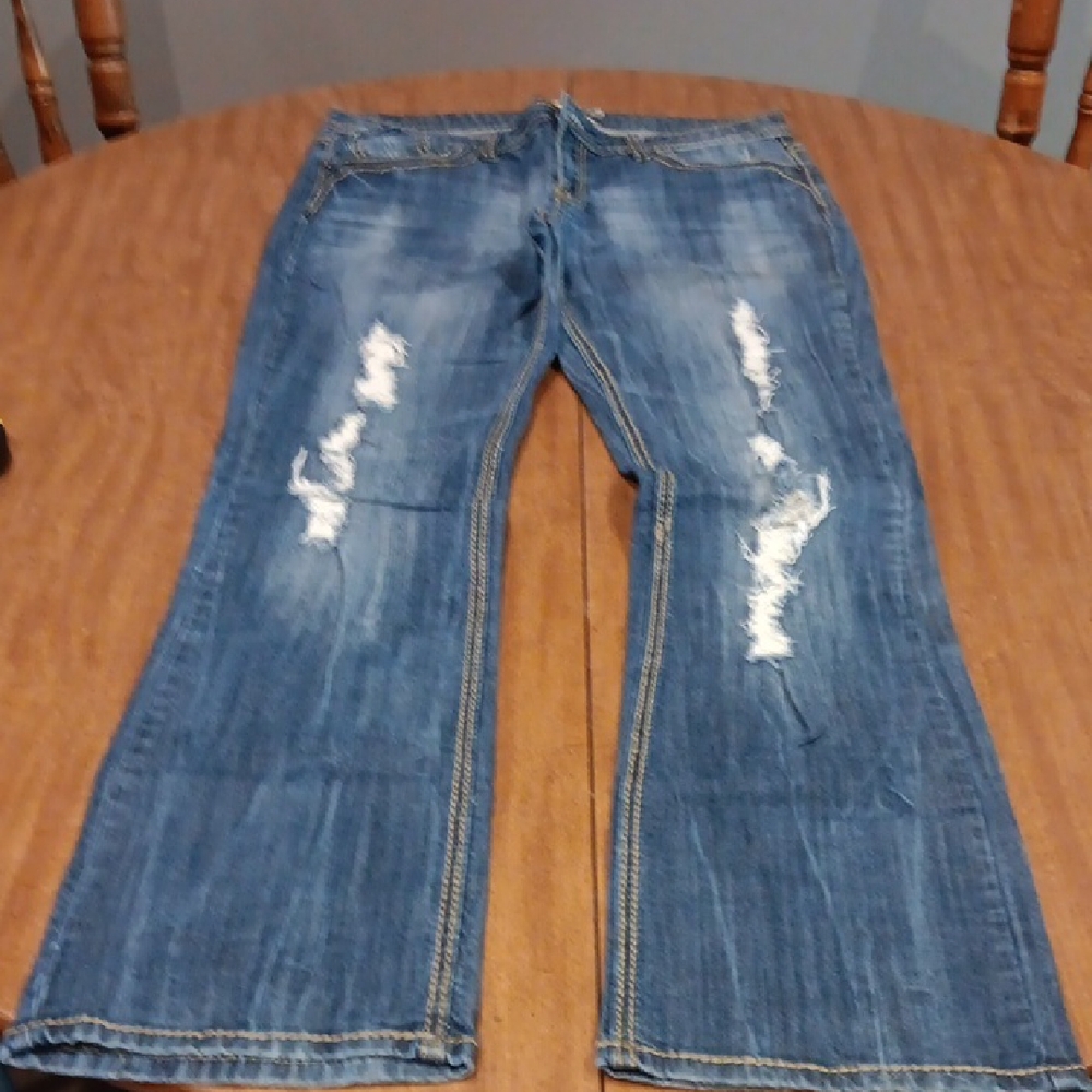 YMI Distressed Flare Jeans in Blue